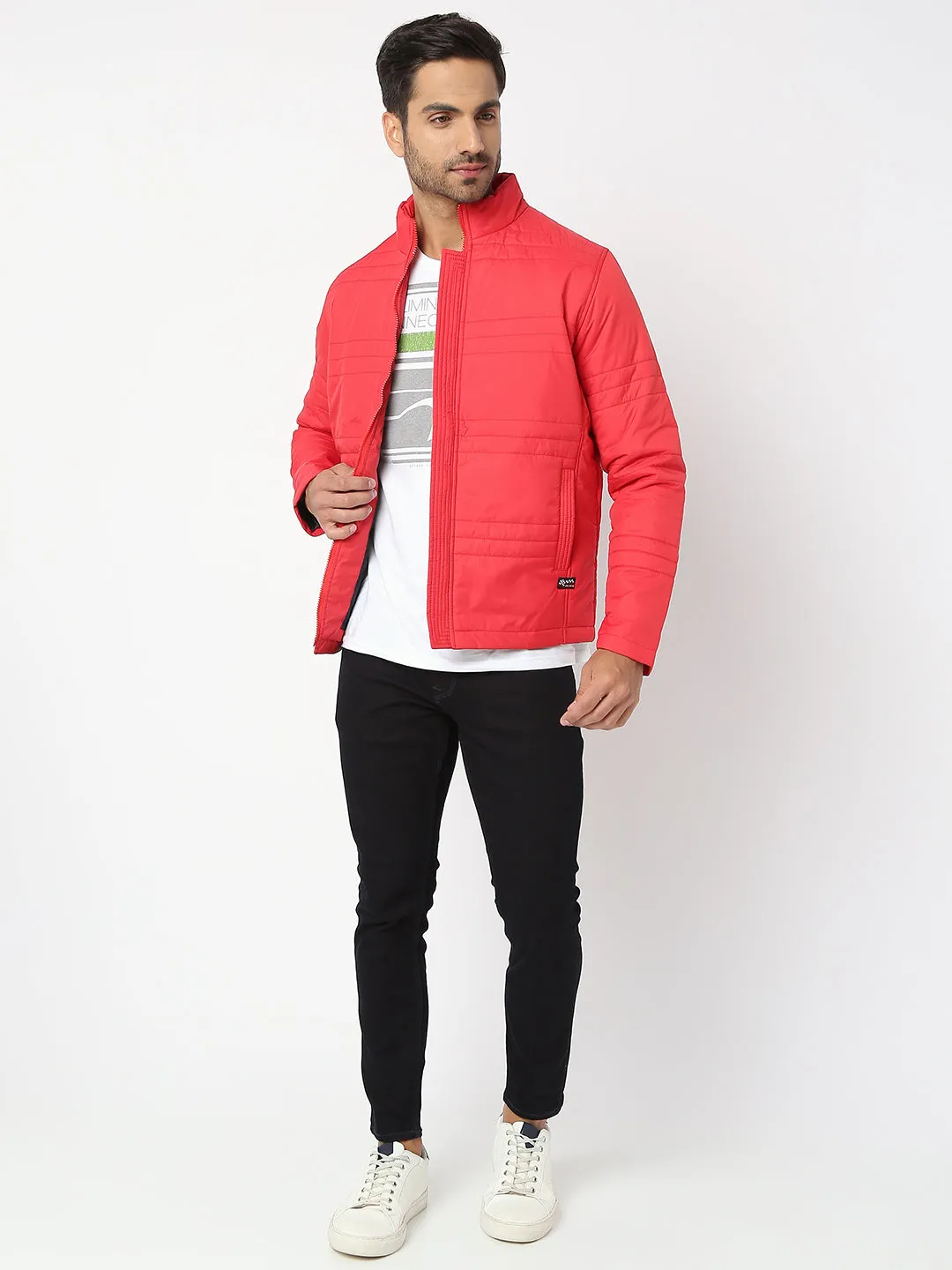 Spykar Men Red Nylon Regular Fit Jacket