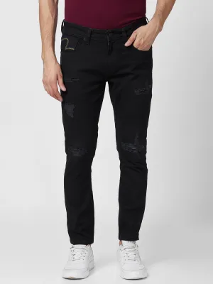 Spykar Men Slim Fit Low Distress Stretchable Jeans