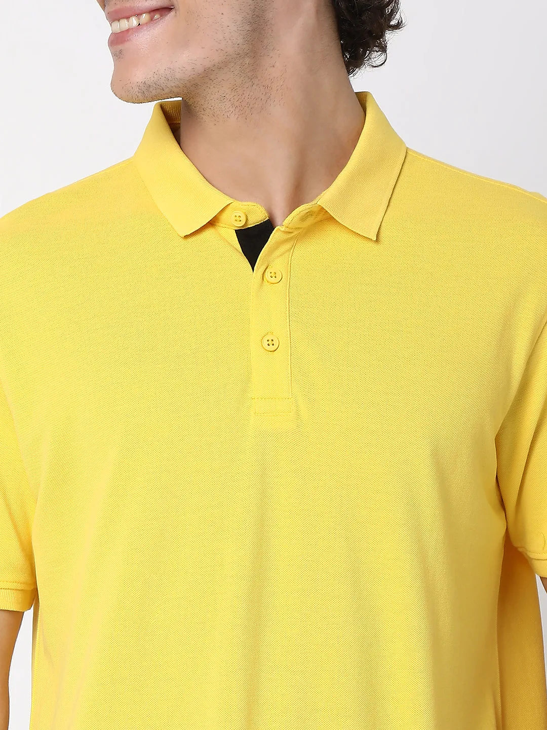 Spykar Men Yellow Cotton Half Sleeve Polo Tshirt