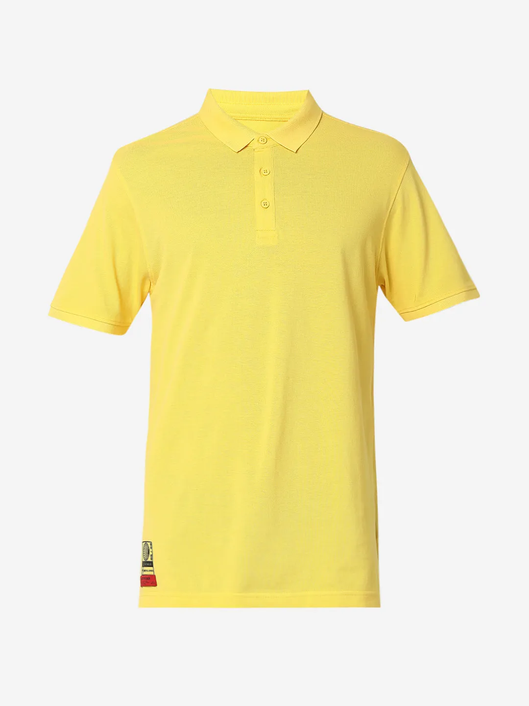 Spykar Men Yellow Cotton Half Sleeve Polo Tshirt