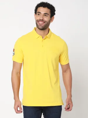 Spykar Men Yellow Cotton Slim Fit Half Sleeve Polo Tshirt