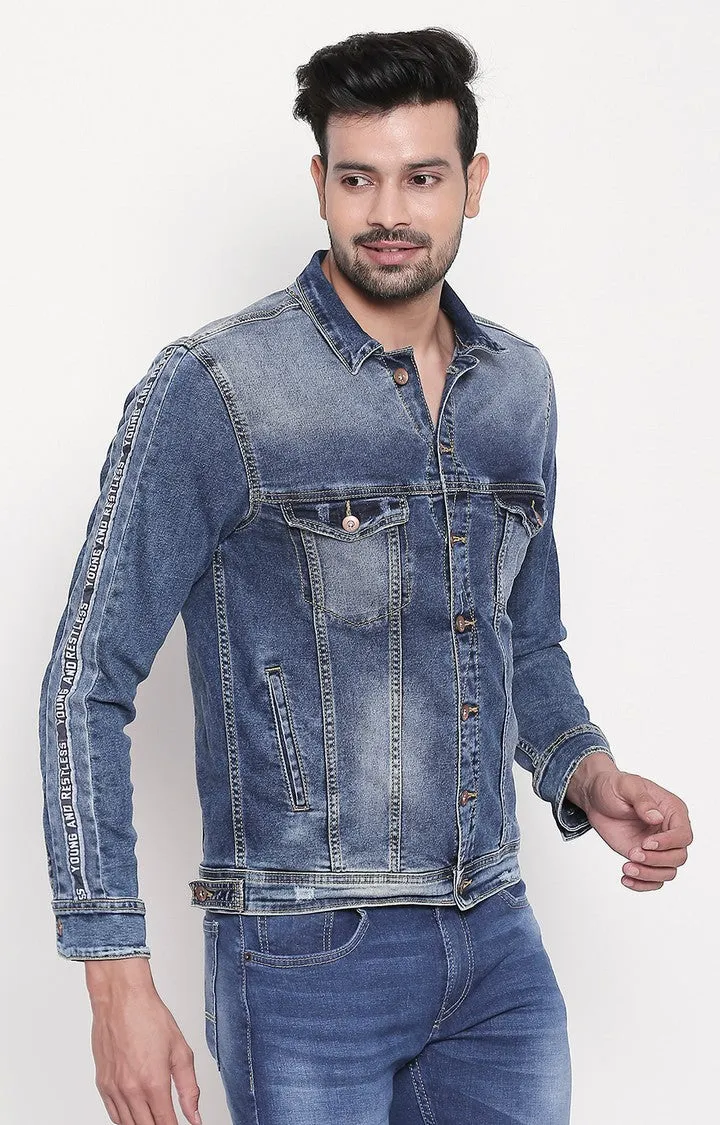 Spykar Mid Blue Faded Denim Jacket For Men