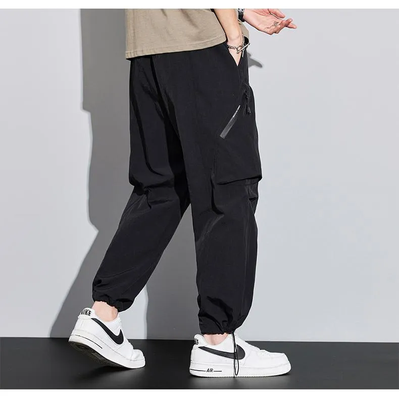 Street Style Loose Fit Bellows Pocket Wide Leg Cargo Pants