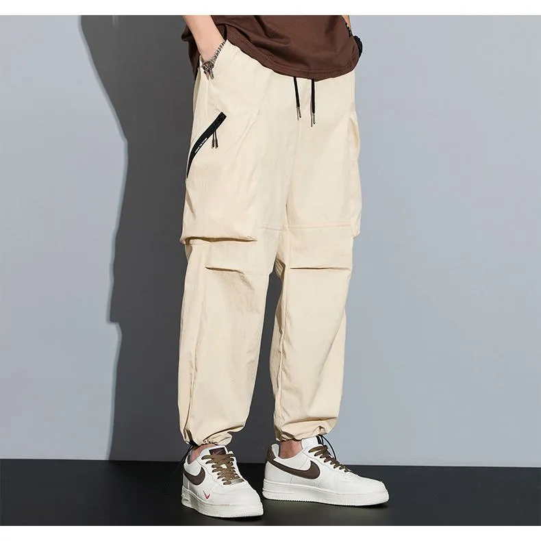 Street Style Loose Fit Bellows Pocket Wide Leg Cargo Pants