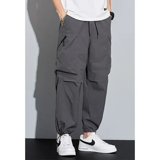 Street Style Loose Fit Bellows Pocket Wide Leg Cargo Pants