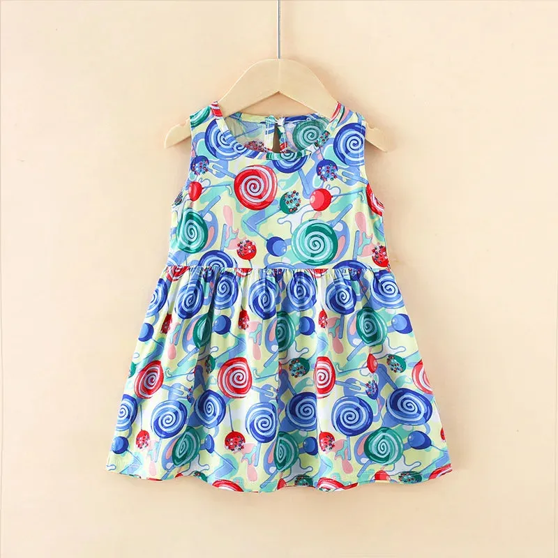 Summer Girl Dress Sleeveless Kids SundressPrinted Skirt Fashion Girls Clothing Beach Party Children's Clothing Princess Dresses