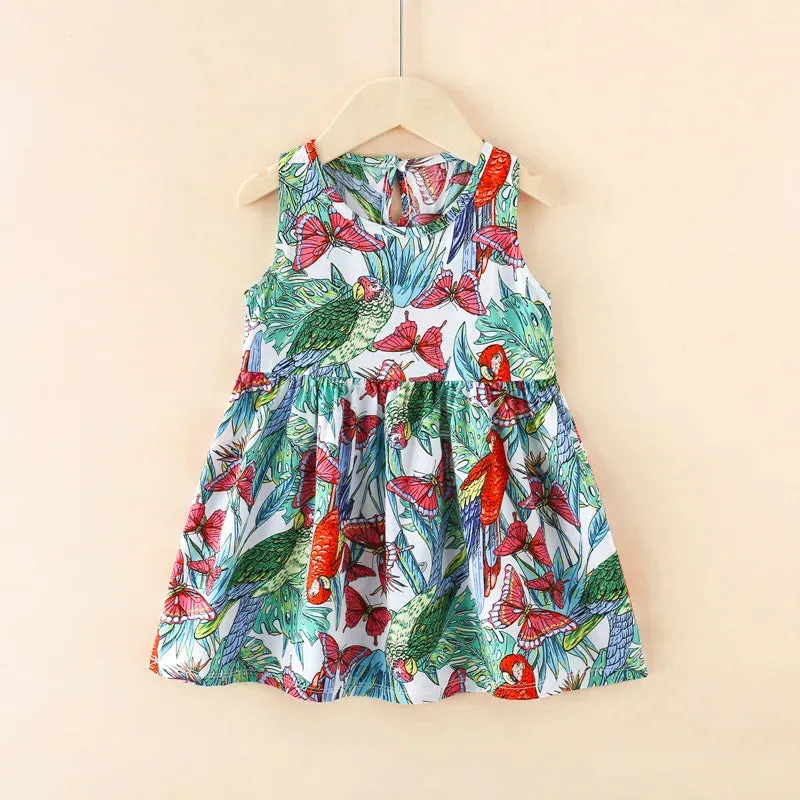 Summer Girl Dress Sleeveless Kids SundressPrinted Skirt Fashion Girls Clothing Beach Party Children's Clothing Princess Dresses