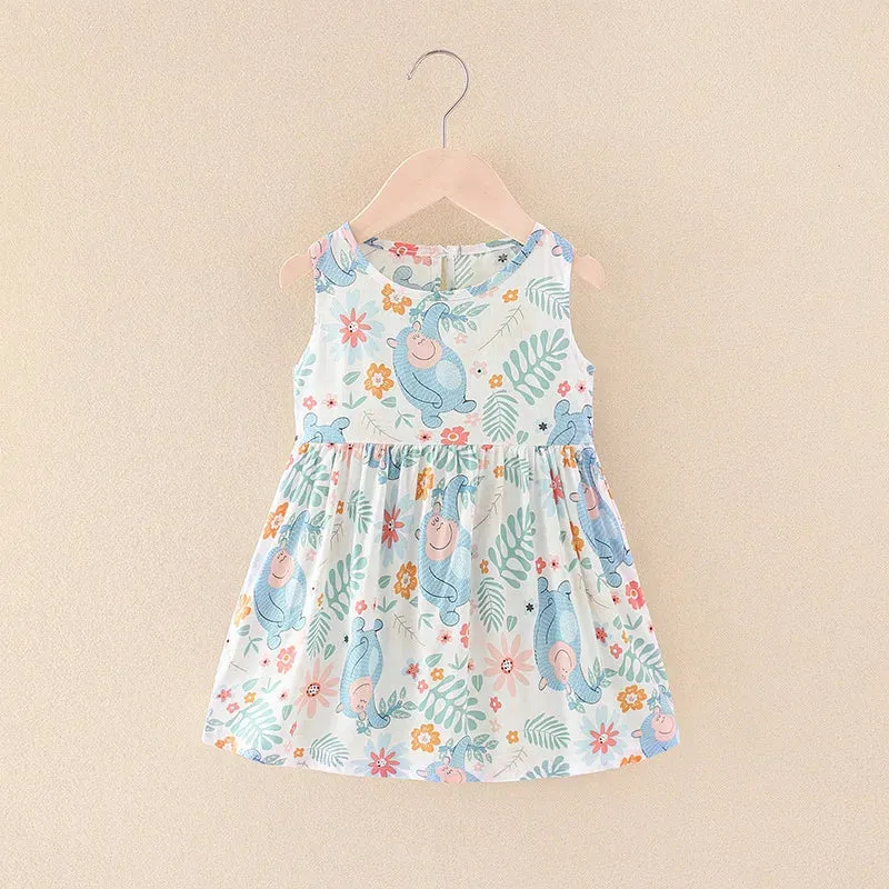 Summer Girl Dress Sleeveless Kids SundressPrinted Skirt Fashion Girls Clothing Beach Party Children's Clothing Princess Dresses