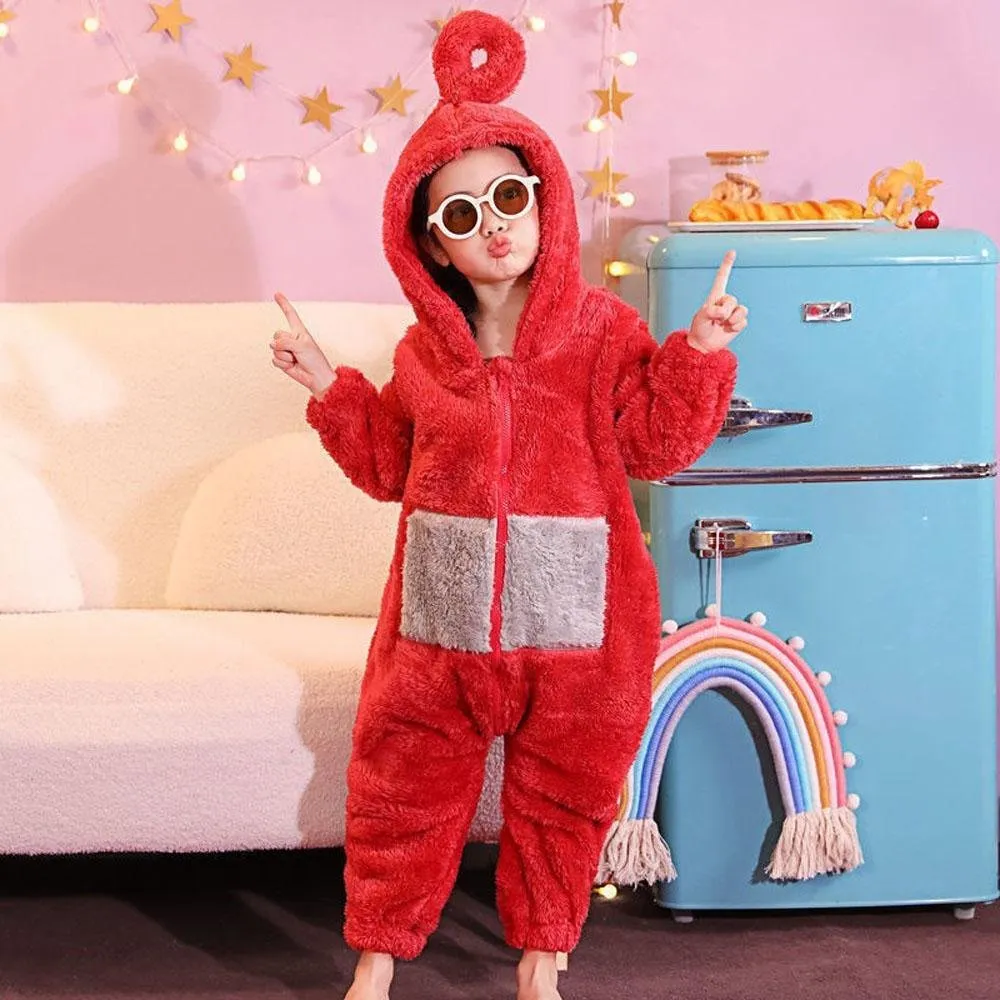 Teletubbies Tinky Winky, Dipsy, Po, Laa-Laa Coral Fleece Onesies Pajamas for Adults Kids