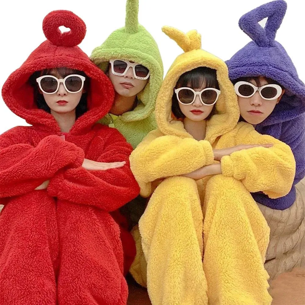 Teletubbies Tinky Winky, Dipsy, Po, Laa-Laa Coral Fleece Onesies Pajamas for Adults Kids