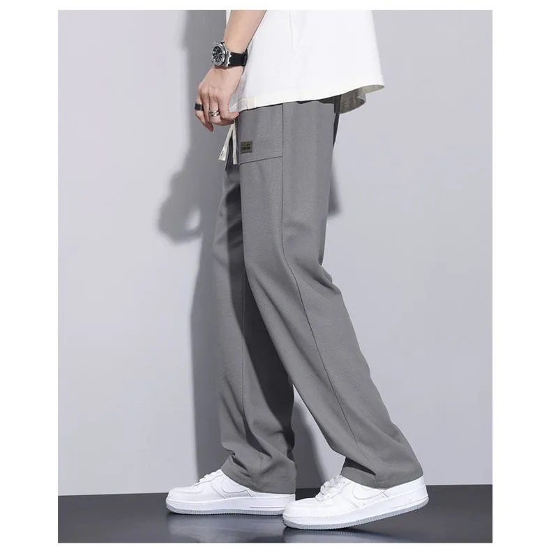 Thin Silky Loose-Fit Floor-Length Elasticity Pants