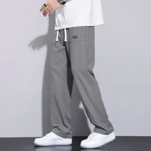 Thin Silky Loose-Fit Floor-Length Elasticity Pants