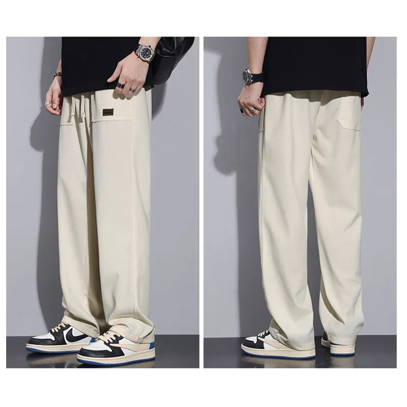 Thin Silky Loose-Fit Floor-Length Elasticity Pants