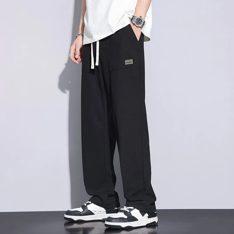 Thin Silky Loose-Fit Floor-Length Elasticity Pants