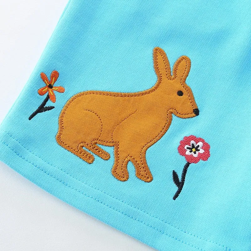 Toddler/Kid's Cartoon Bunny Design Blue Shorts