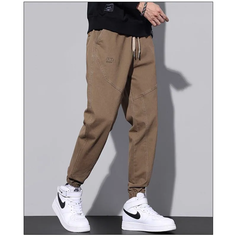 Versatile Tapered Pure Cotton Trendy Elasticity Elastic Waist Loose Fit Pants