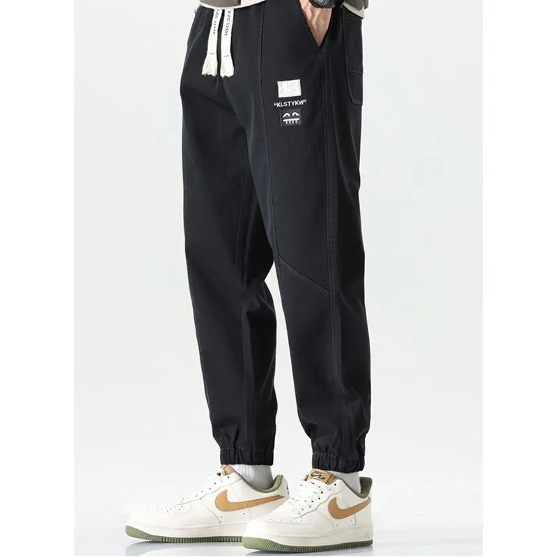 Versatile Tapered Sports Elasticity Elastic Waist Casual Loose Fit Print Pants