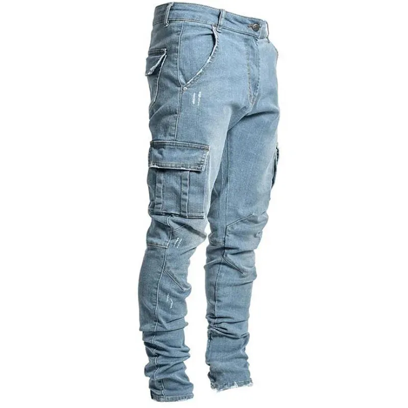 Wiaofellas  -   New Jeans Men Fashion Hole Streetwear Straight Jeans Spring Summer Moto & Biker Skinny Casual Denim Pants For Men