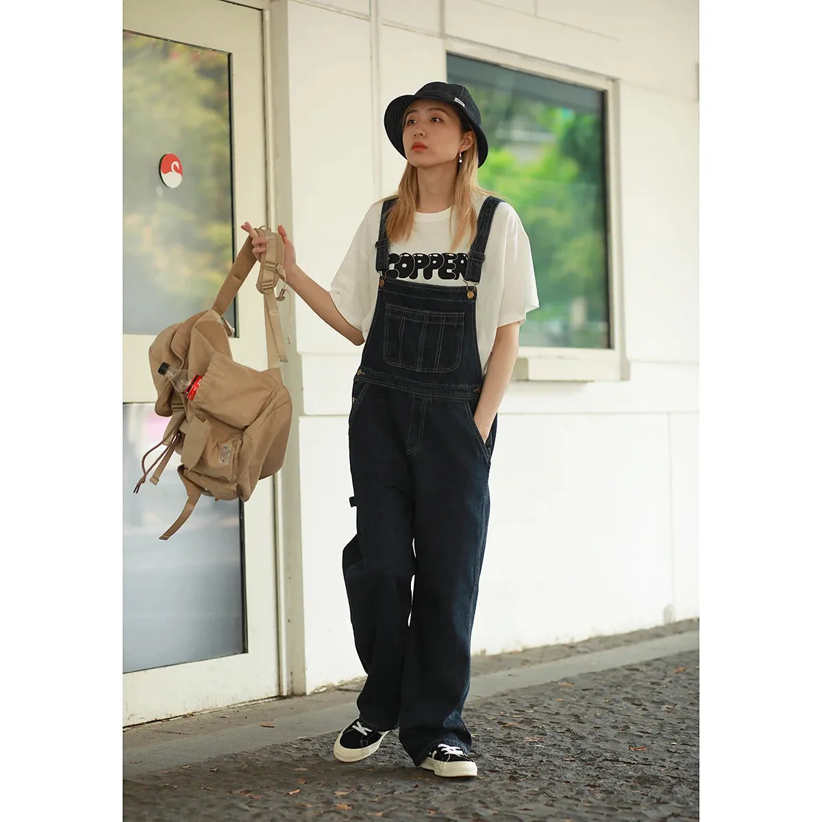 Wiaofellas  -  Stubborn Rabbit Japan fashion Amekaji American vintage Denim Overalls Men and Women Casual Straight Cargo Jumpsuit Fashion