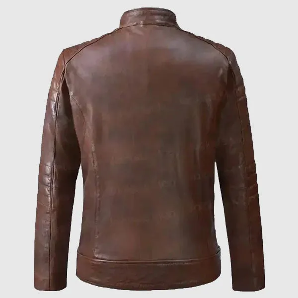 Women High Quality Firefly Moto Spanish Brown Leather Jacket