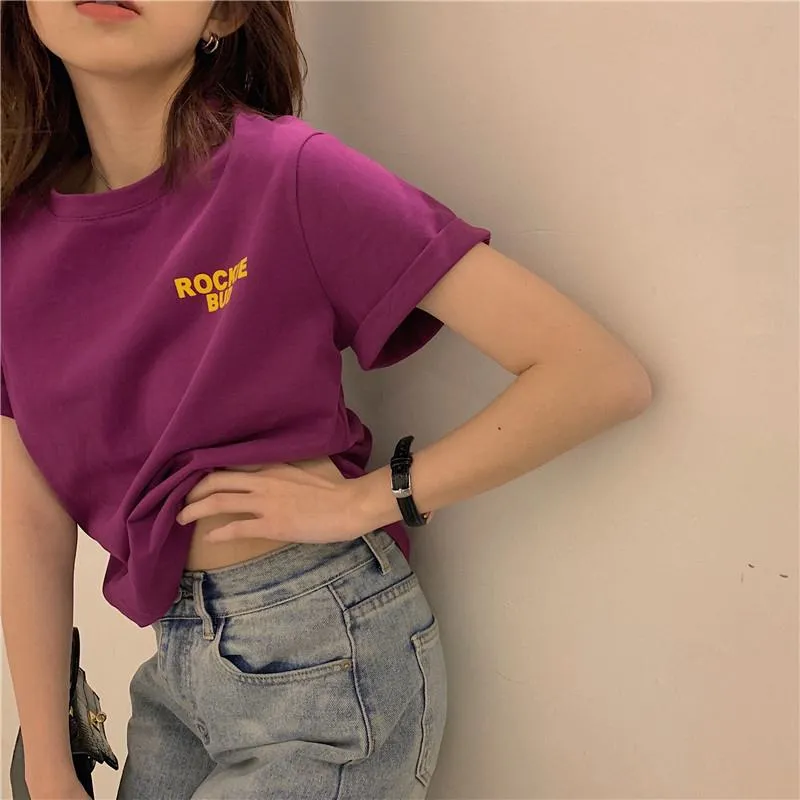 Women's T-Shirt Print Letter Simplicity Short Sleeve Tee