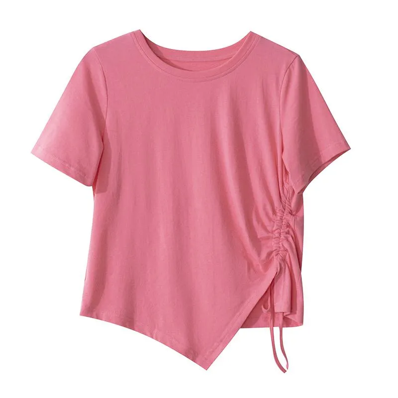 Women's T-Shirts Chic Tie-Up Irregular Versatile Short Sleeve Tee