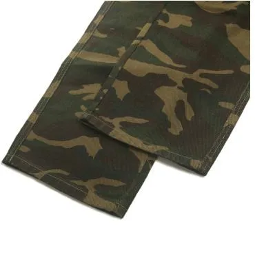 Workwear Style Camouflage Drawstring Straight Straight Leg Pants