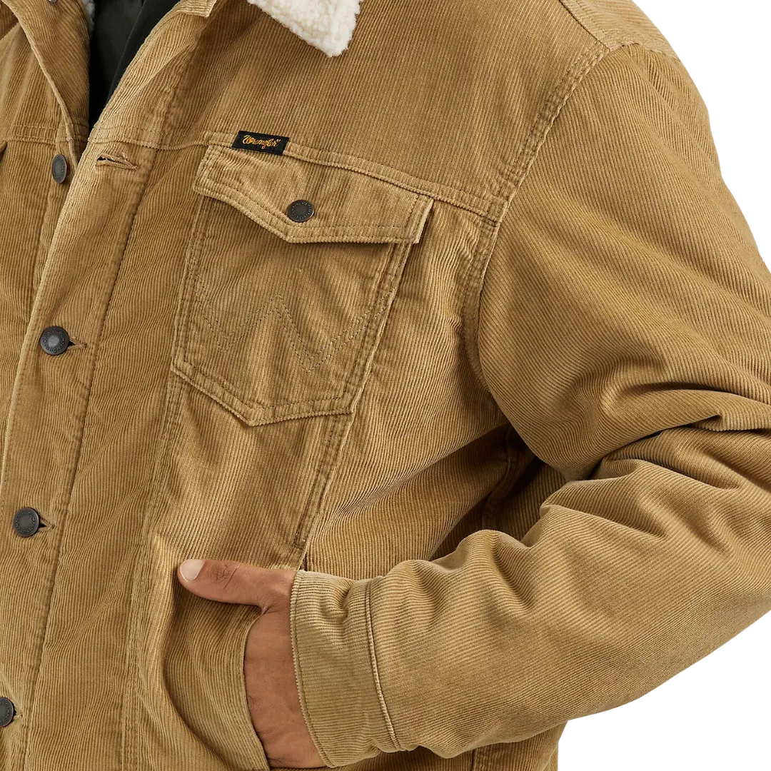 Wrangler Men's Cowboy Cut Sherpa Lined Corduroy Wheat Jacket