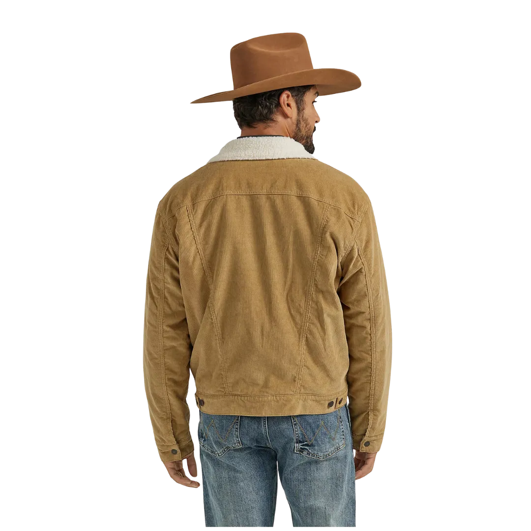 Wrangler Men's Cowboy Cut Sherpa Lined Corduroy Wheat Jacket