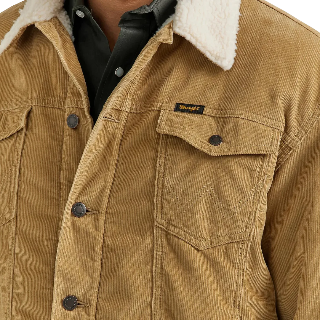 Wrangler Men's Cowboy Cut Sherpa Lined Corduroy Wheat Jacket