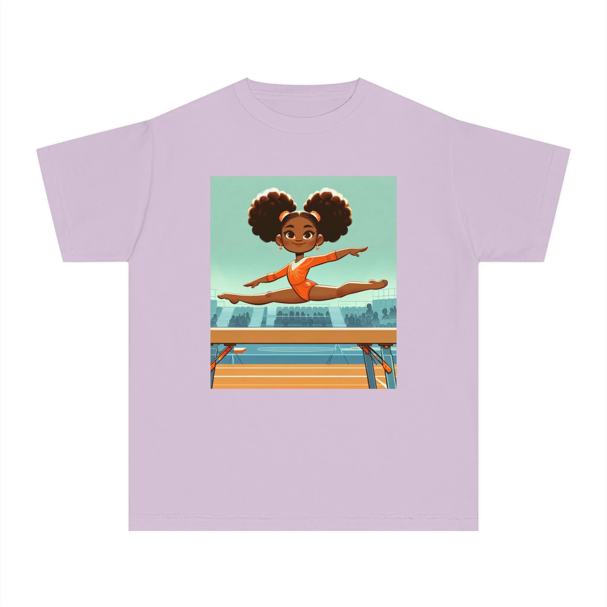 Youth - Powerful Girls Gymnastics T-Shirt (African American / Black Girl)