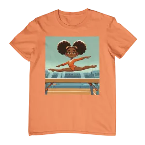 Youth - Powerful Girls Gymnastics T-Shirt (African American / Black Girl)