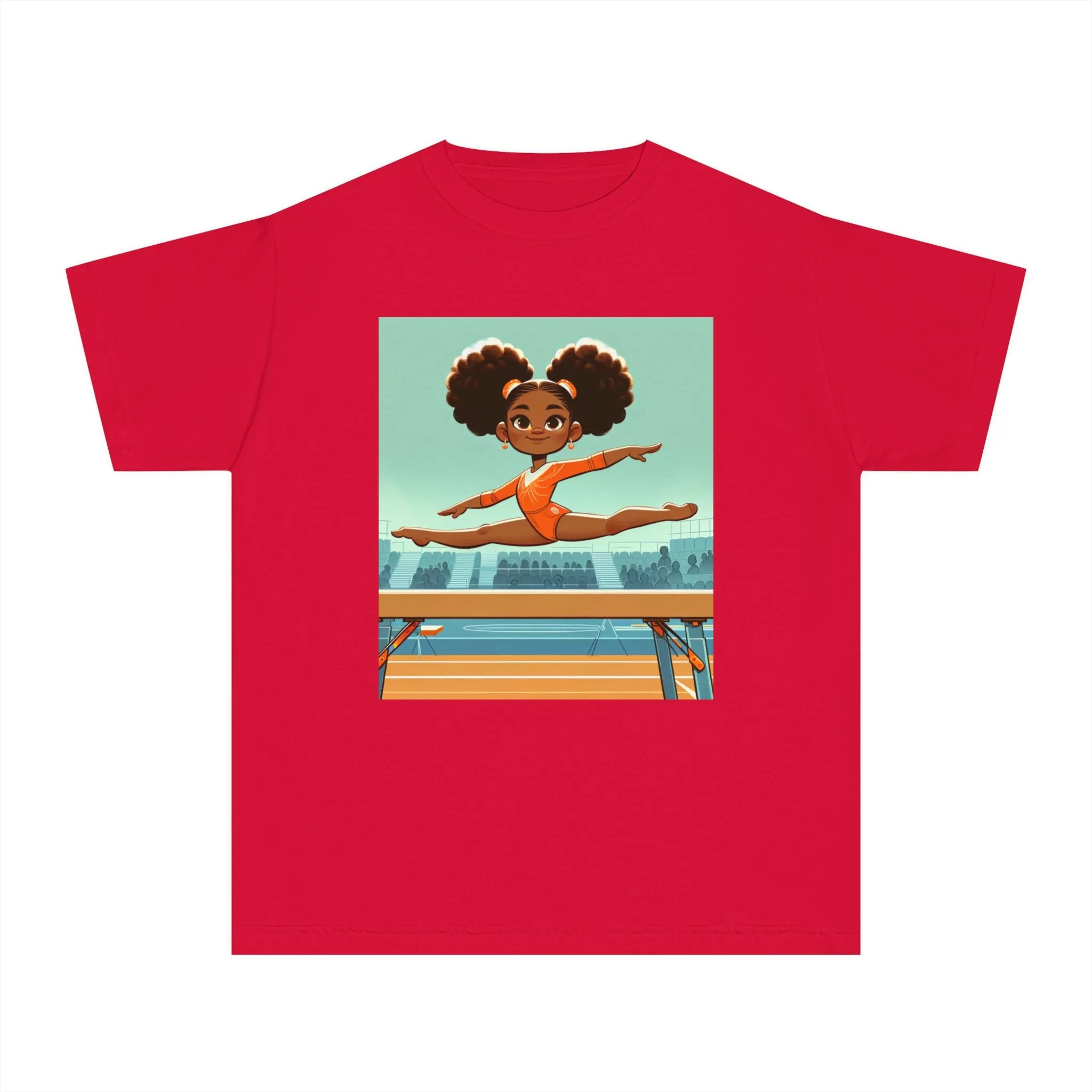 Youth - Powerful Girls Gymnastics T-Shirt (African American / Black Girl)