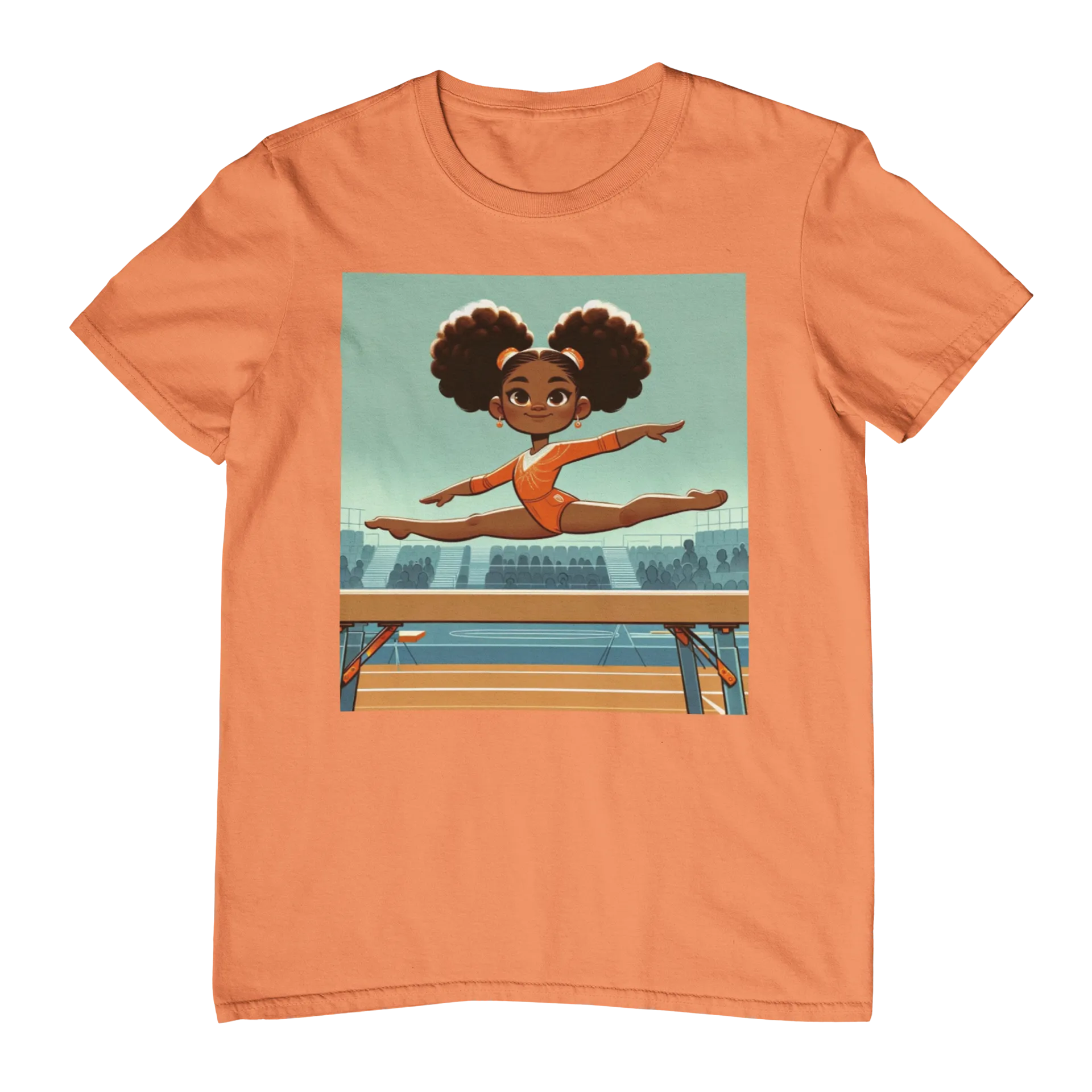 Youth - Powerful Girls Gymnastics T-Shirt (African American / Black Girl)